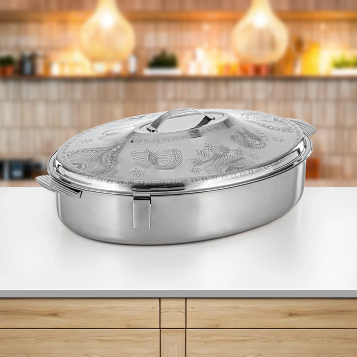 STS0293356 Mandi Oval Stainless Steel Hotpot – 60 cm – Silver – Model H24E17 – Siddiq Gifts Mussafah Abu Dhabi