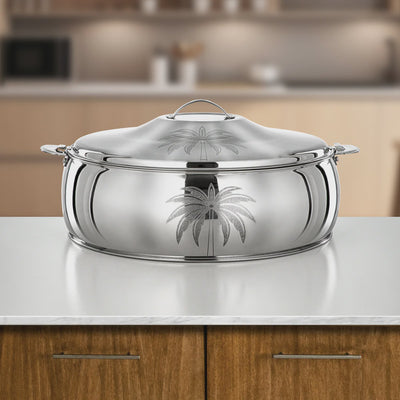 STS0293650 Noor Stainless Steel Hot Pot – 40 cm – Palm Engraved Mirror Finish | Siddiq Gifts – Mussafah Abu Dhabi