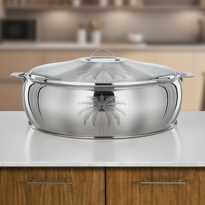 STS0293651 Noor Stainless Steel Hot Pot – 45 cm – Palm Engraved Mirror Finish | Siddiq Gifts – Mussafah Abu Dhabi