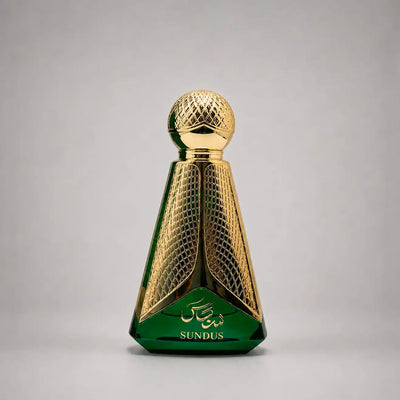 Elegant Sundus Eau De Parfum In A Green And Gold Design With An 85 Ml Capacity, Ideal For Everyday Wear, Special Occasions, Celebrations, And Gifting At Siddiq Gifts.
