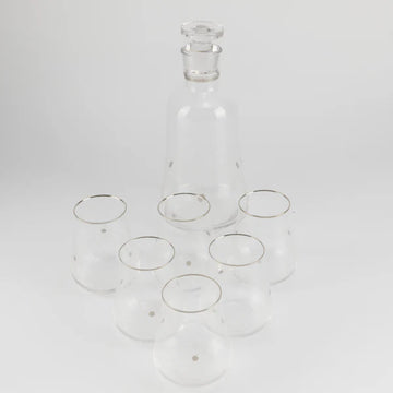 SWJ1007 Nourhan Juice Serving Set – 7 Pieces – Clear Glass with Silver Rim | Siddiq Gifts – Mussafah Abu Dhabi