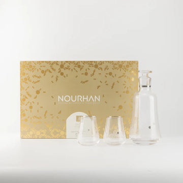 SWJ1007 Nourhan Juice Serving Set – 7 Pieces – Clear Glass with Silver Rim | Siddiq Gifts – Mussafah Abu Dhabi