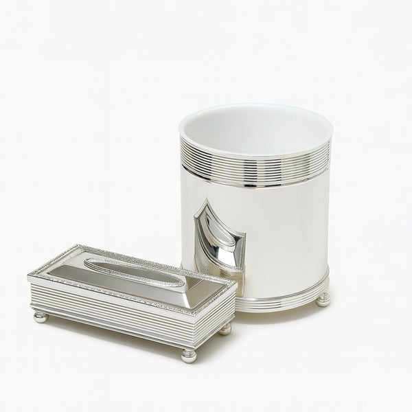 Silver canister set on a white background
