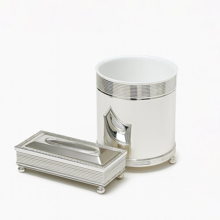 Silver canister set on a white background