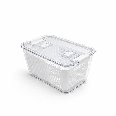 TG54105 Fridge Storage Container 5.6L Clear Box With Double Layer Inner Basket And Lock Lid Design From Siddiq Gift Shop