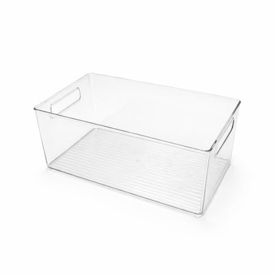 TGS0824 Stackable Clear Bin 14.5x8x6 Transparent Storage Bin With Handles From Siddiq Gift Shop