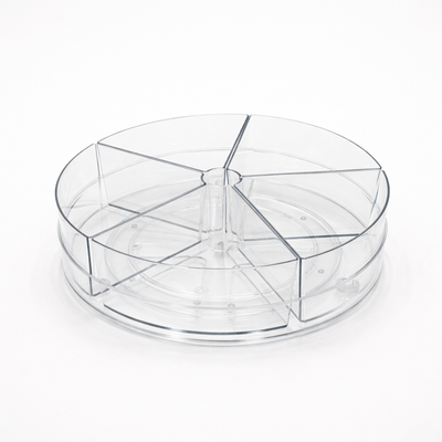 TGS2643A Clear Turntable Organizer 10.6 Inch Rotating Storage Tray With 5 Removable Compartments From Siddiq Gift Shop