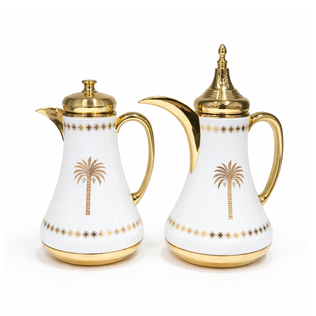 TND-PLMG-WHG Vacuum Flask Set – 2 Pieces (1L + 1L) – White & Gold Finish