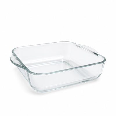 Toronto Square Glass Baking Dish 2160cc Clear Glass with Handles Oven Safe Dish by Siddiq Gifts