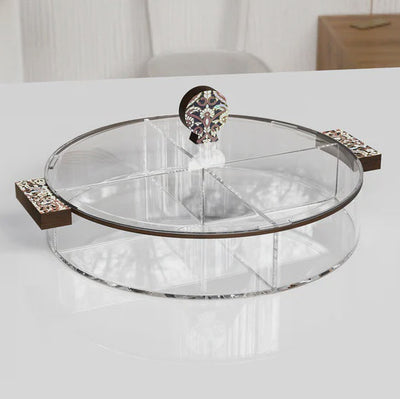 TR3969-2 Acrylic Candy Box 25 × 25 × 8 Cm With 4 Compartments Decorative Serving Box – Siddiq Gifts Mussafah Abu Dhabi
