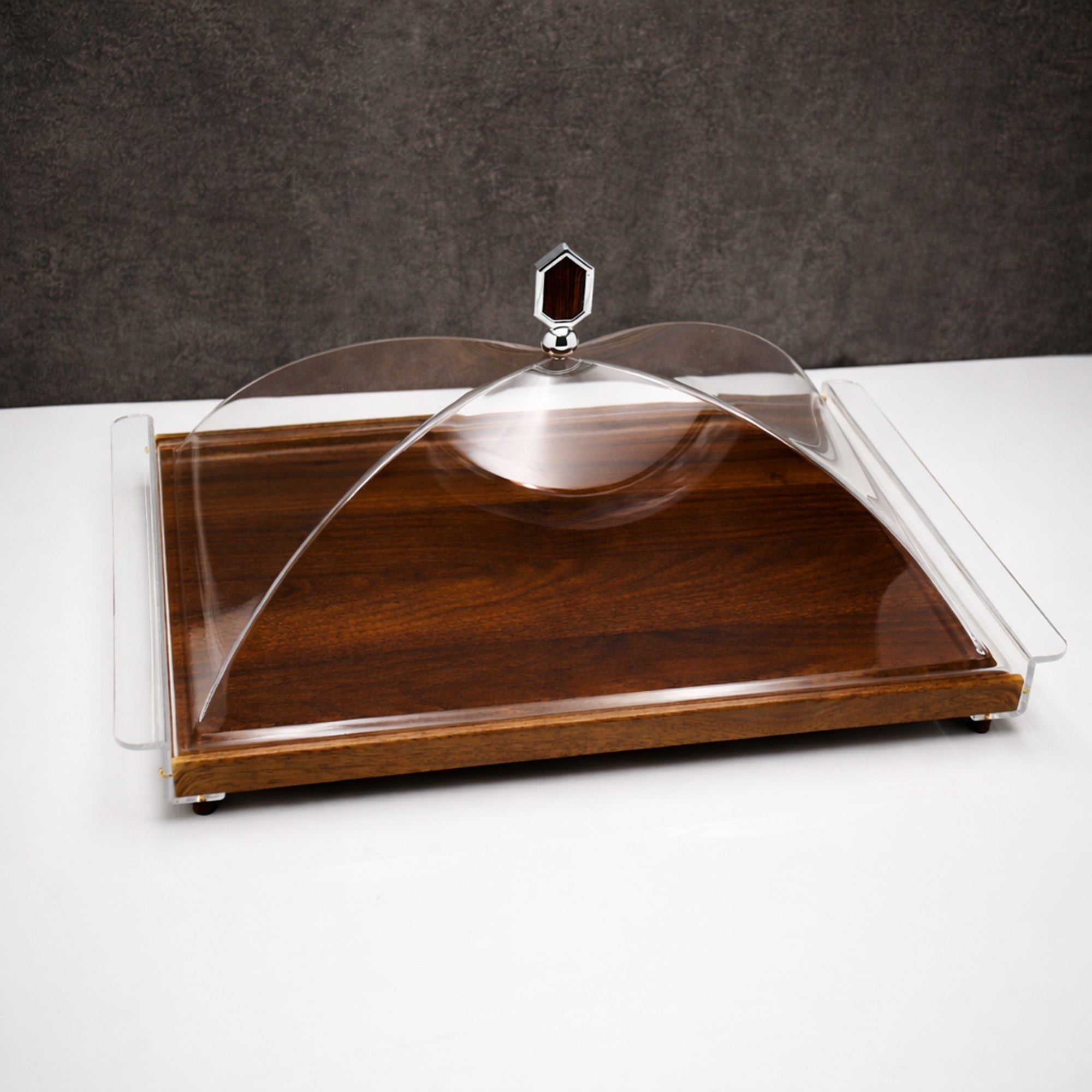 TR4183-001 Serving Tray 54×33 cm – Wooden Tray with Acrylic Dome Cover ...