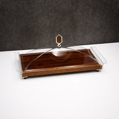 TR4186-001 Serving Tray 49 × 18 Cm Wooden Tray With Acrylic Dome Cover – Siddiq Gifts Mussafah Abu Dhabi