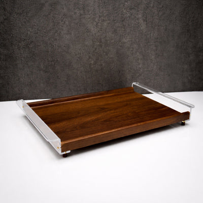 TR4187-001 Serving Tray 54 × 33 Cm Wooden Tray With Clear Acrylic Handles – Siddiq Gifts Mussafah Abu Dhabi