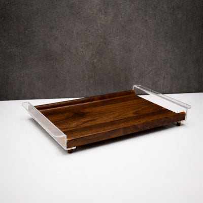 TR4188-001 Serving Tray 47 × 27 Cm Wooden Tray With Clear Acrylic Handles – Siddiq Gifts Mussafah Abu Dhabi
