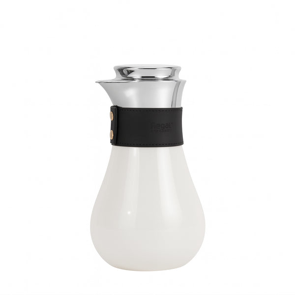 TSC09Q Vacuum Flask – 0.7 L – Beige with Black Leather Grip Handle