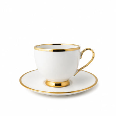 Turkish Coffee Cup And Saucer Set 12 Pieces White Porcelain With Gold Rim Siddiq Gifts