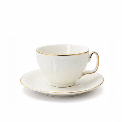 Turkish Coffee Cup And Saucer Set Small 12 Pieces White Porcelain With Gold Rim Siddiq Gifts