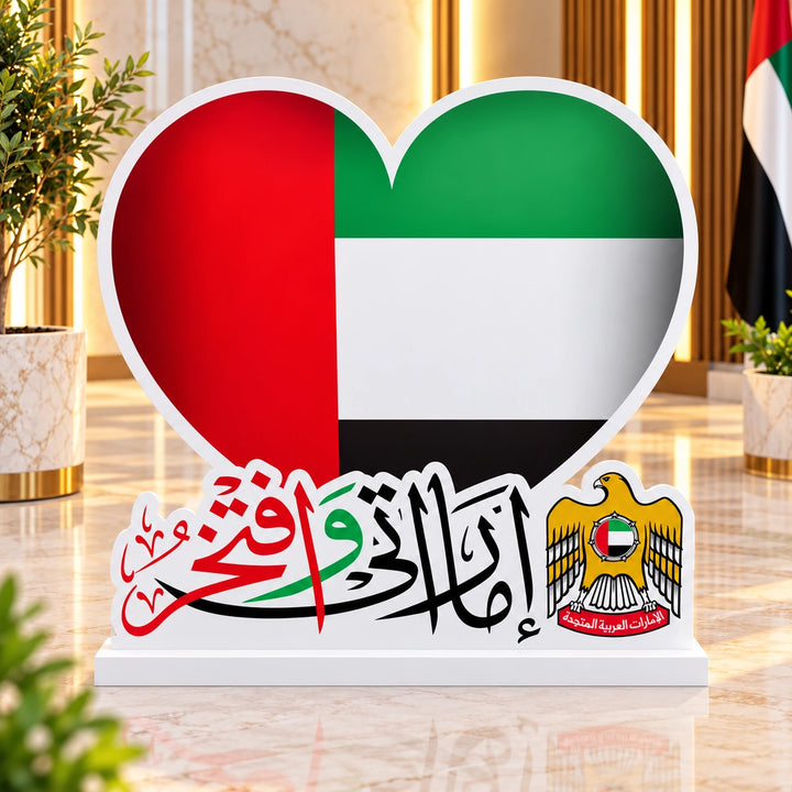 UAE National Day Stand 80 × 80 cm – Heart Flag | Siddiq Gifts