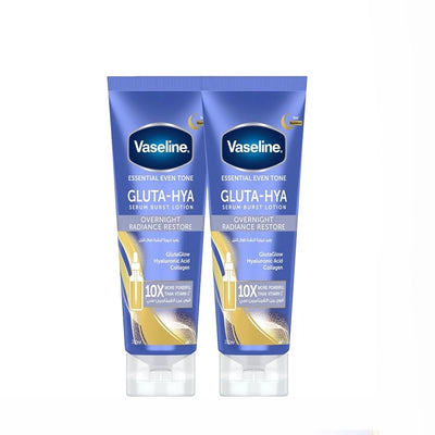 Vaseline Gluta-Hya Serum Burst Lotion Overnight Radiance Restore 2 × 200ML Brightening Body Lotion Twin Pack Siddiq Gifts