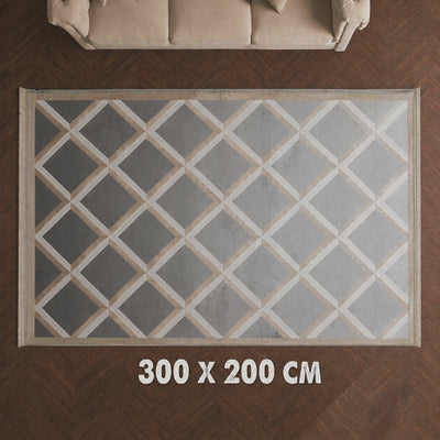 Vivid A469AA Carpet 200x290cm Beige and Grey with Modern Geometric Diamond Design by Siddiq Gifts