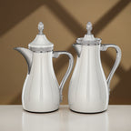 VWC-A-Q1ZC Vacuum Flask Set – 2 Pieces (0.7L + 1L) – White & Silver