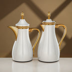VWC-A-Q1ZC95 Vacuum Flask Set – 2 Pieces (0.7L + 1L) – White & Gold
