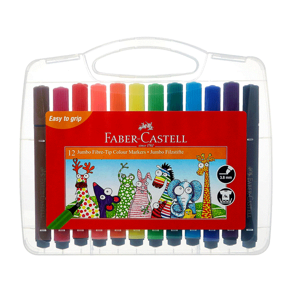 Faber-Castell Jumbo Fibre-Tip Colour Markers – 12 Colours