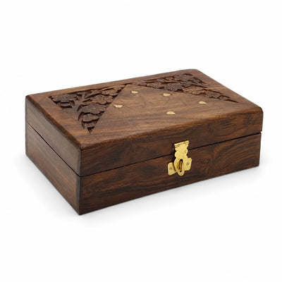 Wooden Bakhoor Storage Box 17 X 12 X 5 CM Floral Carved Design Siddiq Gifts