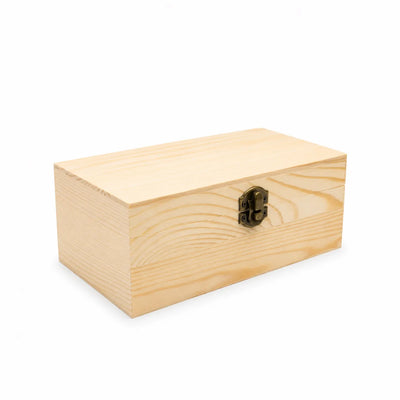Wooden Bakhoor Storage Box 20.3 × 12.7 cm Natural Wood with Metal Latch Siddiq Gifts