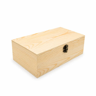 Wooden Bakhoor Storage Box 25.4 × 15.2 cm Natural Wood with Metal Latch Siddiq Gifts