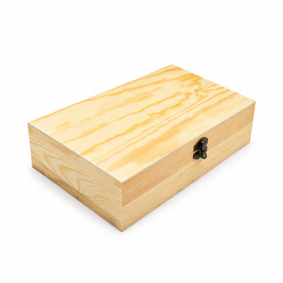 Wooden Bakhoor Storage Box 30.5 × 20.3 cm Natural Wood with Metal Latch Siddiq Gifts