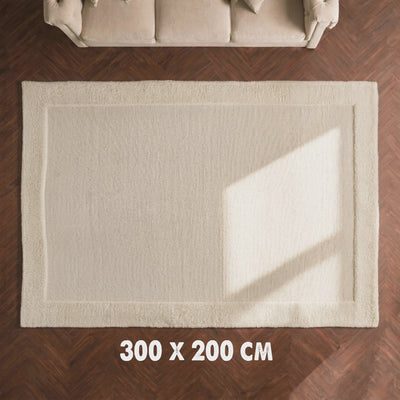 Wool Tufted Carpet 200x300cm Cream By Siddiq Gifts
