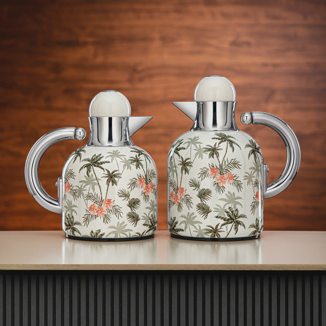 XL04-06/10 ART22 Vacuum Flask – 2 Pieces (0.6 L & 1.0 L) – Palm Tree Pattern Design