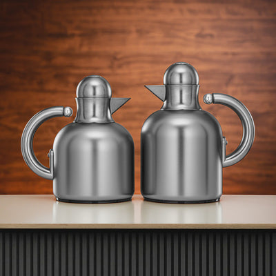 XL04-06/10 FMS Vacuum Flask Set – 2 Pieces (0.6L & 1.0L) – Matt Silver Finish | Siddiq Gifts – Mussafah Abu Dhabi