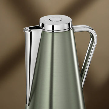 XOC-S5C 2-piece vacuum flask set in brushed green and silver finish (0.7L + 1L) for Arabic coffee and tea serving – Siddiq Gifts Mussafah Abu Dhabi
