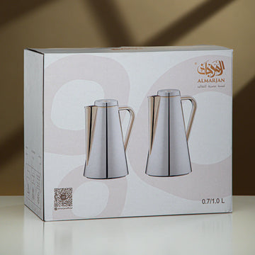 XOC Vacuum Flask Set – 2 Pieces (0.7 L & 1.0 L) – Matt Silver | Siddiq Gifts – Mussafah Abu Dhabi
