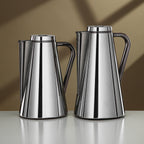 XOC CE46 Vacuum Flask Set – 2 Pieces (0.7 L & 1.0 L) – Silver with Gun Black Accents