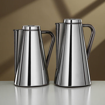 XOC Vacuum Flask Set – 2 Pieces (0.7 L & 1.0 L) – Silver with Gun Black Accents | Siddiq Gifts – Mussafah Abu Dhabi