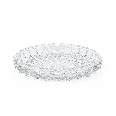 YG1008 Glass Ash Tray 12.5cm Clear Textured Round Design From Siddiq Gift Shop